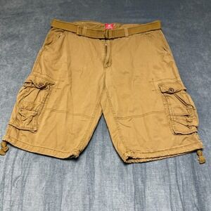 PJ Mark Cargo Shorts Mens 42 Tan Cotton Drawstring Hem Belted Hiking Streetwear